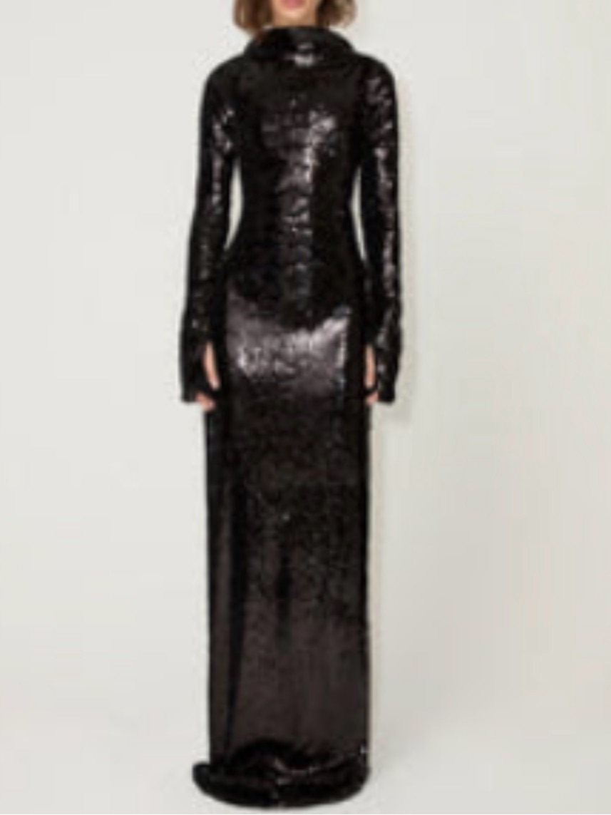 Khy By Kylie Jenner Sequin Low Back Gown - Black